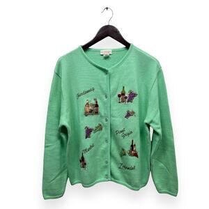 Vintage Tiara International Wine Cardigan Sweater Size XL